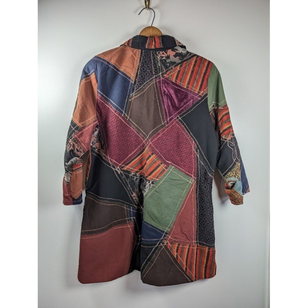 Parsley Sage Long Jacket Women's Large Boho‎ Crazy Patchwork Artsy Embroidered - Picture 2 of 11